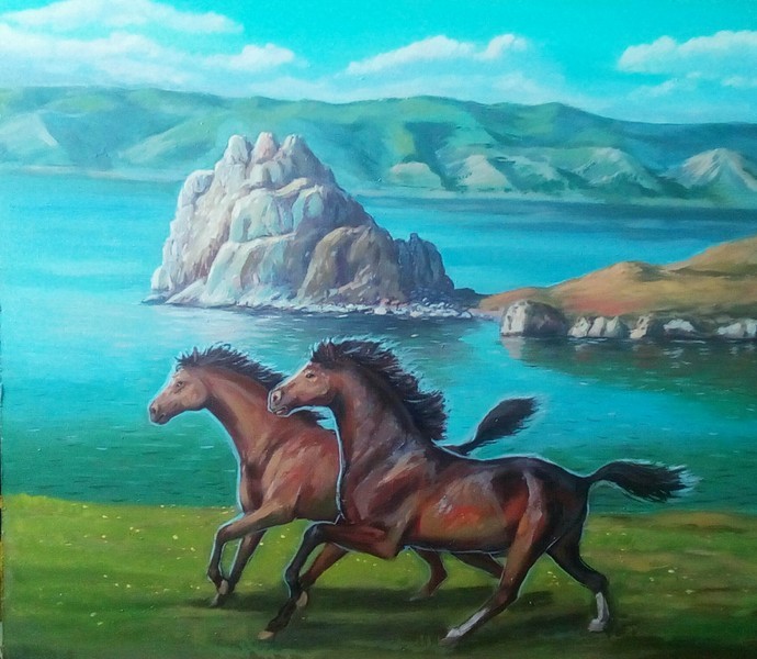 Картина Байкал мыс Бурхан энергия лошади