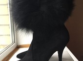 Сапоги чулки новые casadei италия 39 размер черные замша стретч обувь женская мех лиса двойной внутр
