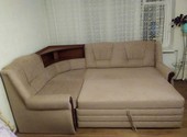 Угловой тканевый диван с баром