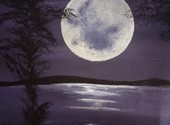 Картина акрилом "Лунная ночь"