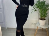 Платье новое чёрное м 46 вязаное футляр по фигуре миди шерсть разные цвета лапша чулок женское тепло